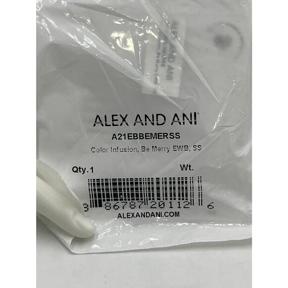 Alex and Ani EAT, DRINK, AND BE MERRY Shiny Silver Charm Bangle Bracelet New - Picture 10 of 13